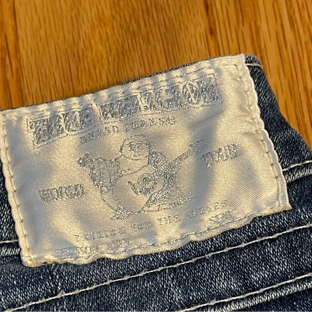 True Religion Joey Flare Leg White Stitch Jeans Size 27 - Picture 11 of 11